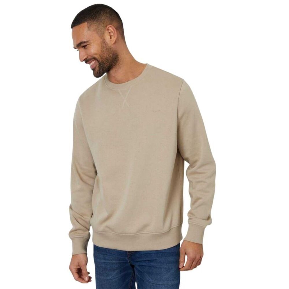 Threadbare Mens Crew Neck Regular Long-Sleeved Sweatshirt / New Stone